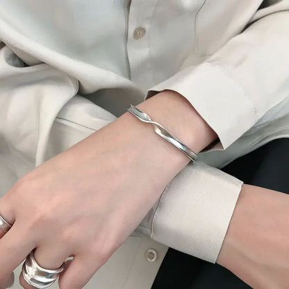 Twisted Texture Women's Silver Bracelet